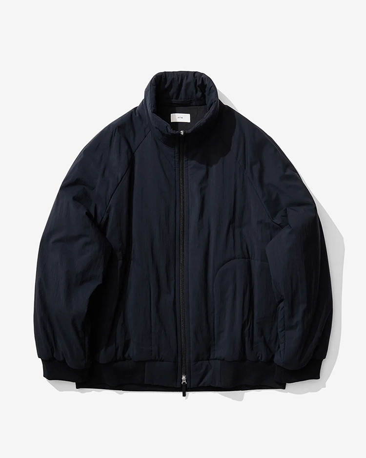 MAT AIRLY NYLON WOOL PADDED STAND JACKET / NAVY | ATON (MEN