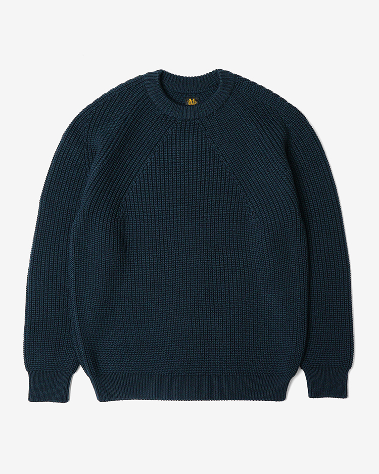 SIGNATURE CREW NECK / DARK GREEN × NAVY | BATONER (MEN)(バトナー