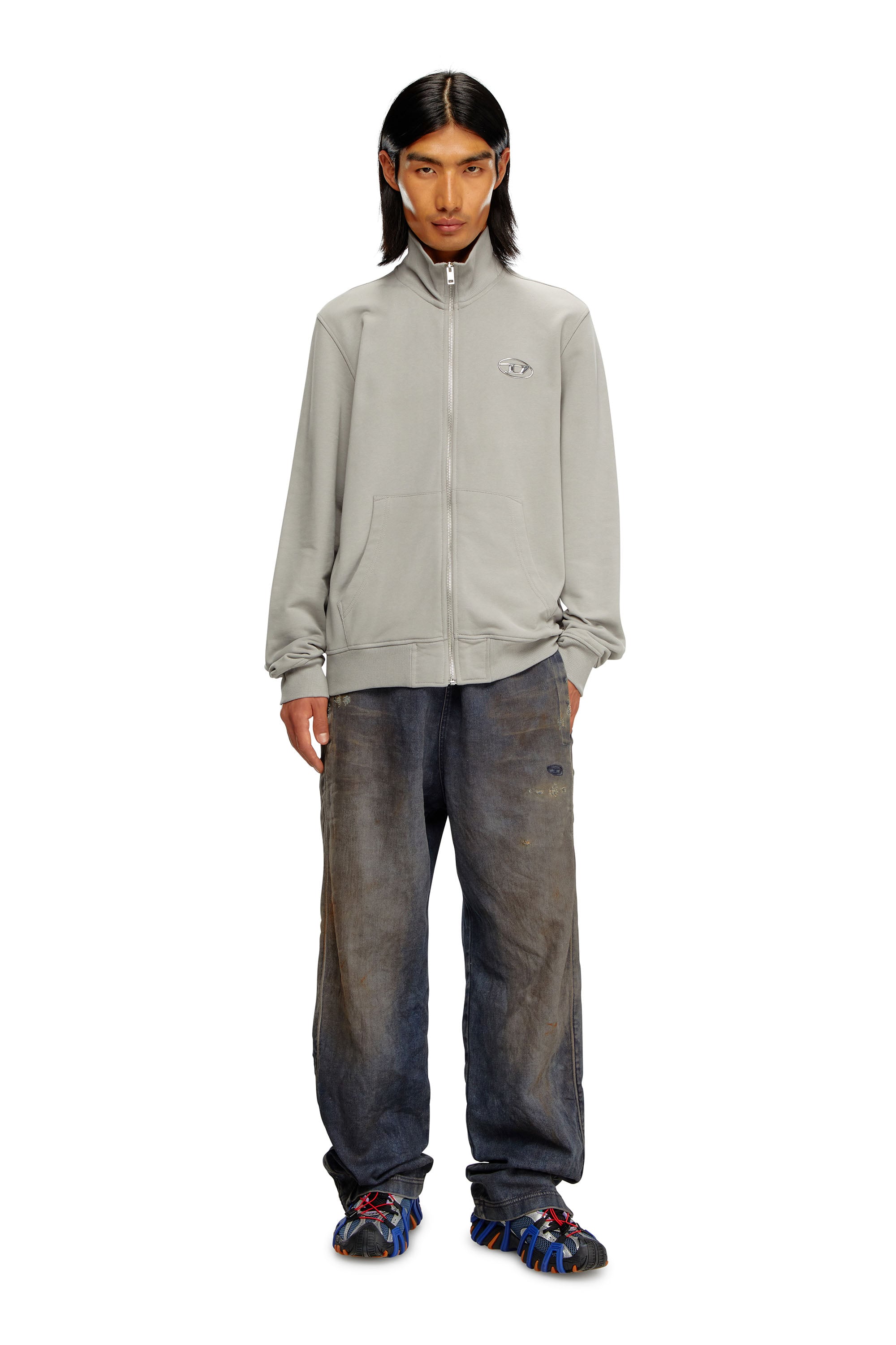 S-GINNI-ZIP-OD ジップアップスウェット｜グレー｜メンズ｜DIESEL