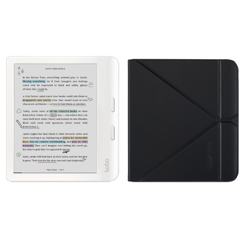 Kobo Libra Colour White with SleepCover Case (Black) | digiDirect