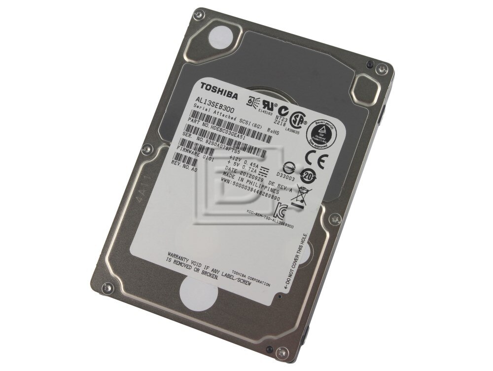 Dell MTV7G / Toshiba AL13SEB300 300GB 10K RPM 6Gbps SFF SAS Hard Drive