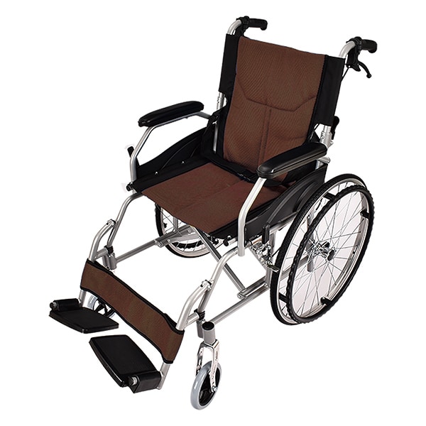 アルミ折りたたみ車椅子(コーヒー): 生活雑貨・家電／はぴねすくらぶ