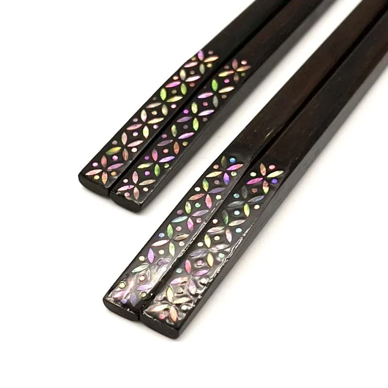 送料無料】嵯峨螺鈿 天削げ箸 七宝 夫婦箸セット【桐箱入】 - お買い物