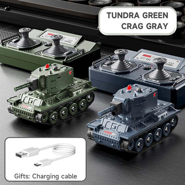 Mini RC Battle Tank Model with Infrared Combat Mode, Rotating
