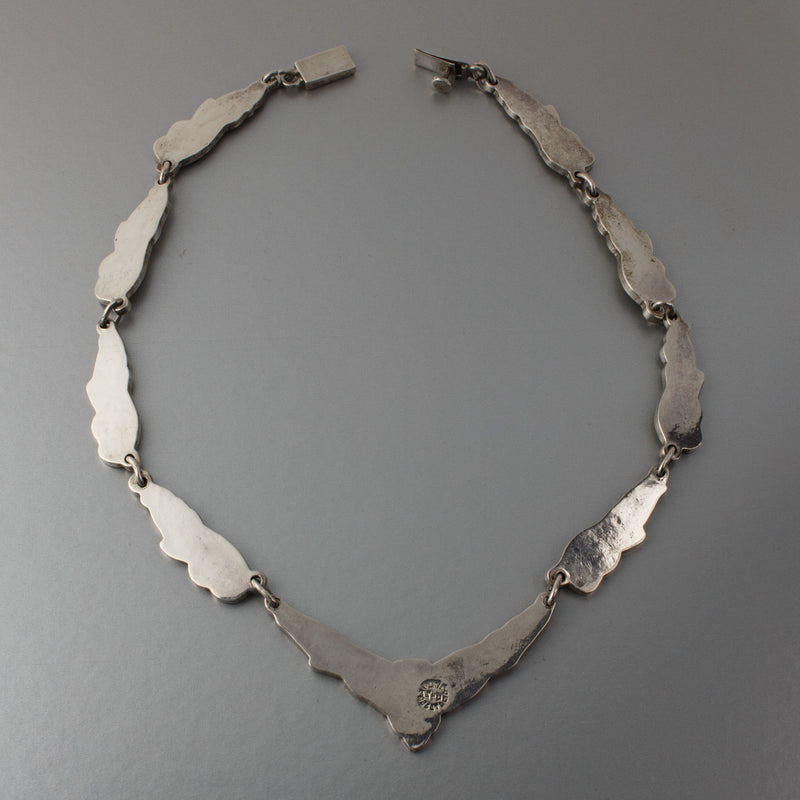 Taxco Sterling Silver Link Necklace, Mexico, 1940s. nlvs748