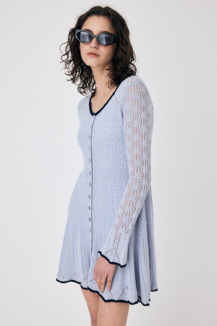 MOUSSY | EYELET LACE KNIT ミニドレス (ワンピース(ミニ・ミディアム