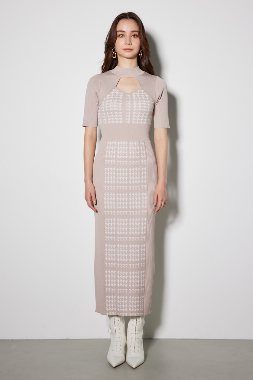 rienda | 2WAY千鳥パターンタイトニットワンピース (ワンピース(ミニ