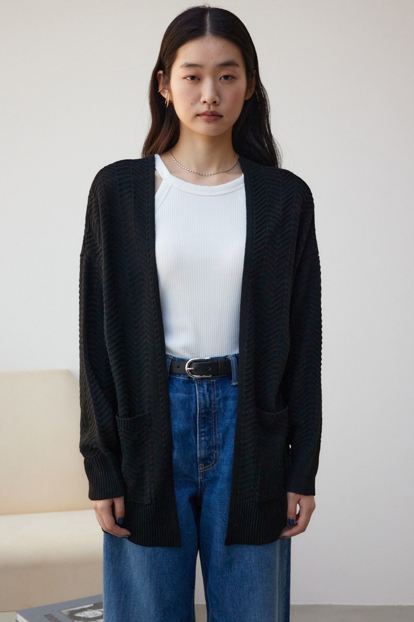 AZUL BY MOUSSY | ヘリンボーンニットカーディガン (カーディガン