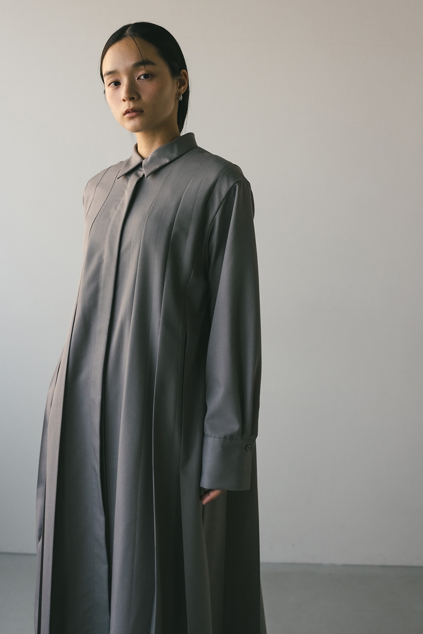 STYLEMIXER | ワイドプリーツシャツワンピース (ワンピース(ロング