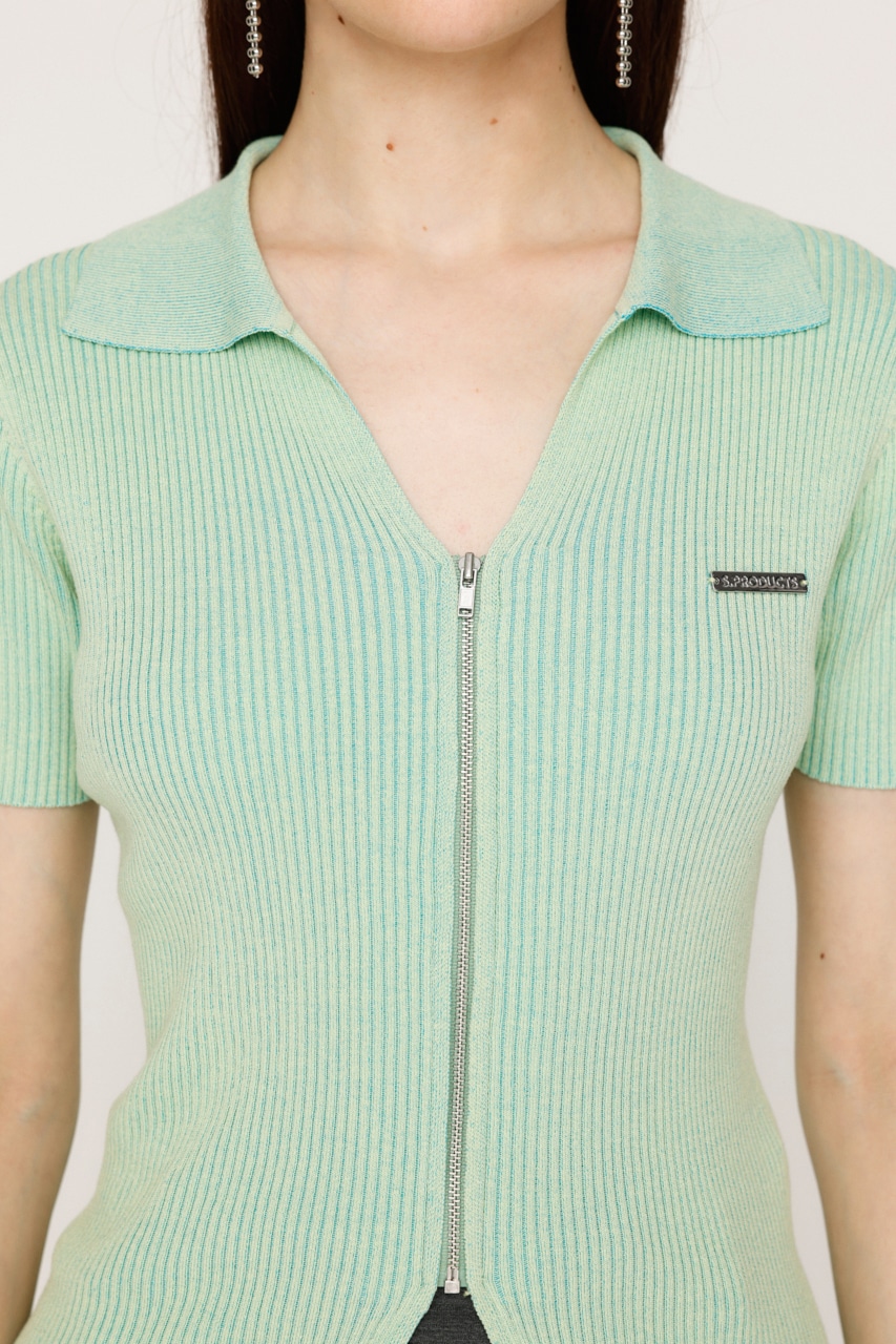 SLY | DUAL COLOR FRONT ZIP KNIT トップス (ニット ) |SHEL'TTER WEBSTORE