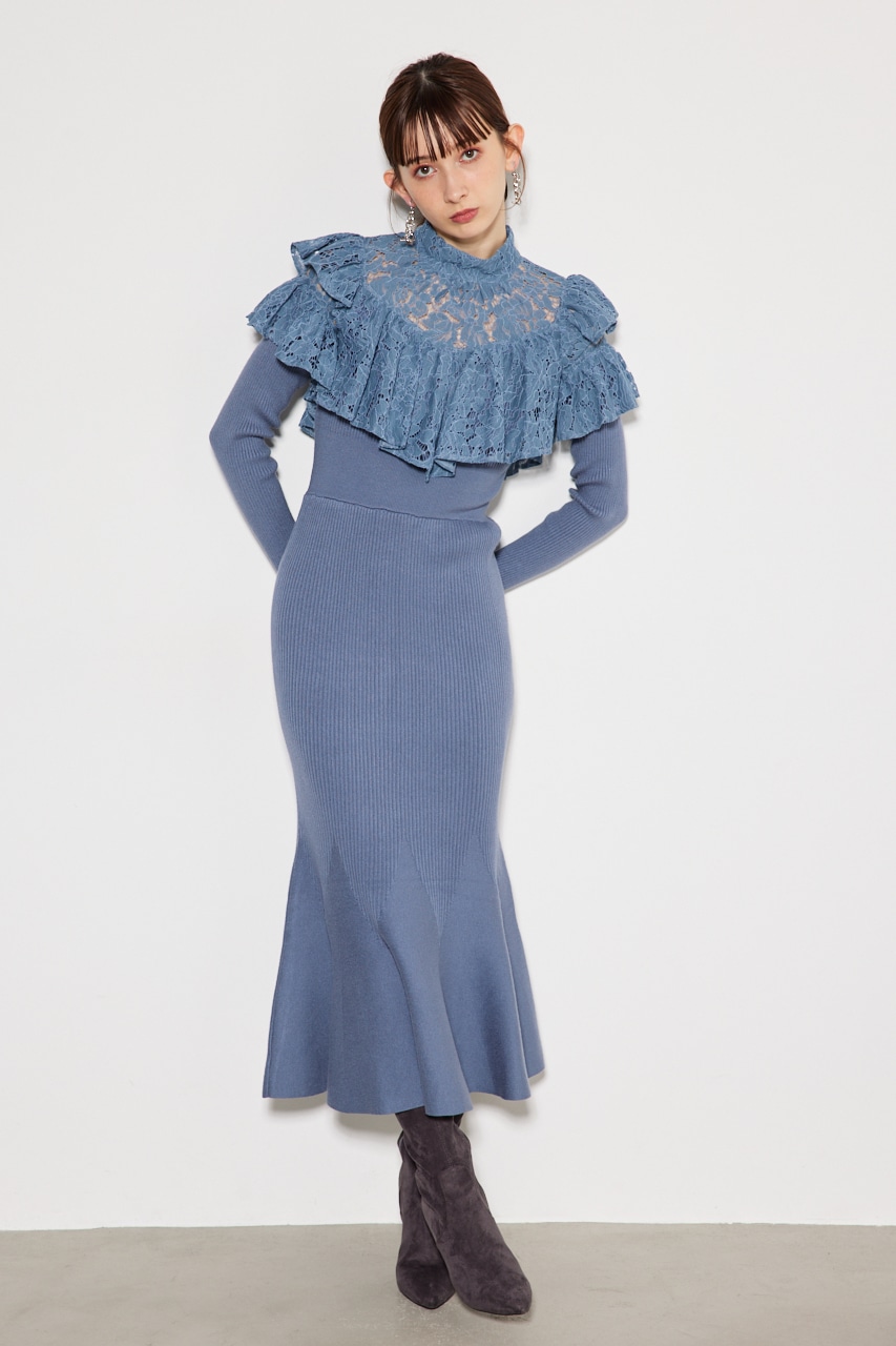 rienda | レースコンビマーメイドKnit OP (ワンピース(ミニ