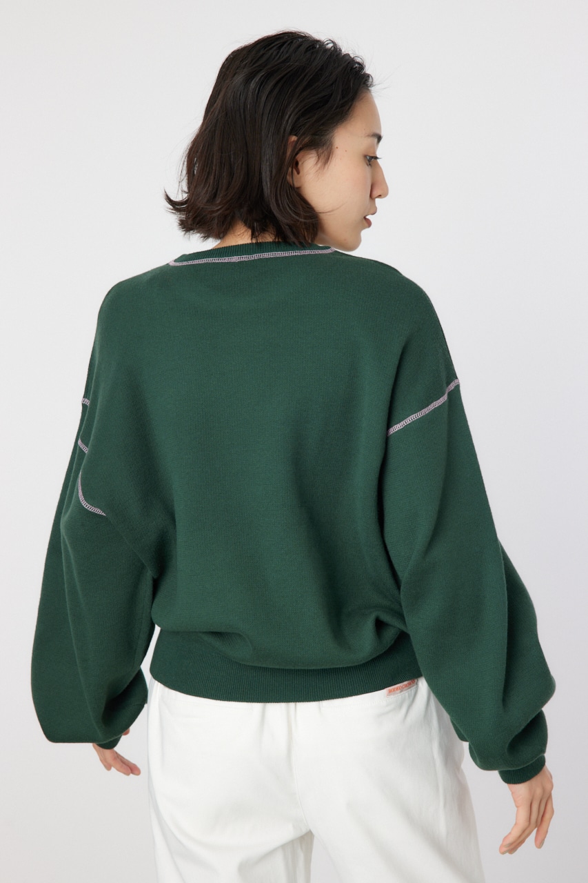 RODEO CROWNS WIDE BOWL | 配色ステッチカレッジニットトップス