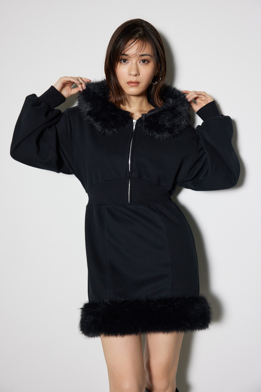 rienda | フェイクファースウェットミニワンピース (ワンピース(ミニ