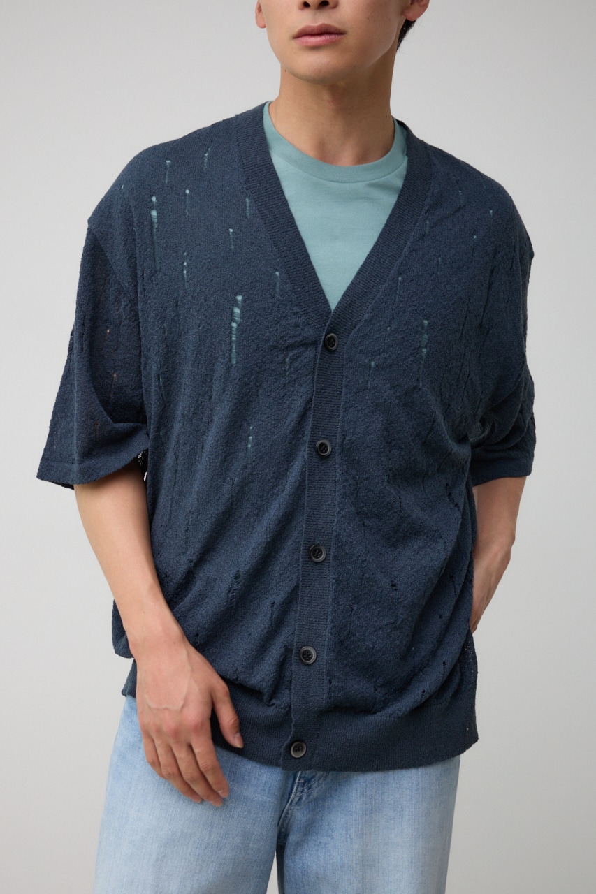 AZUL BY MOUSSY | ダメージニット半袖カーディガン (カーディガン