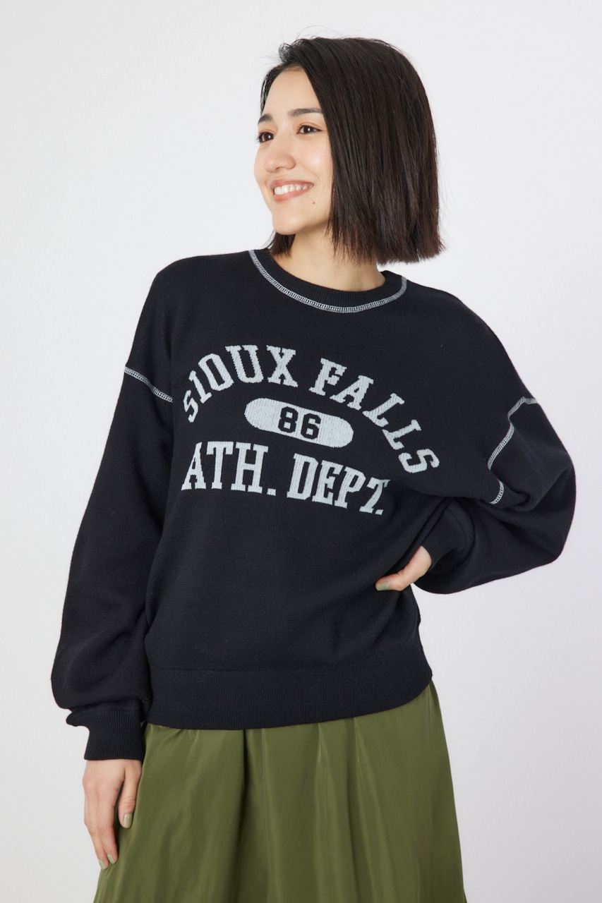 RODEO CROWNS WIDE BOWL | 配色ステッチカレッジニットトップス