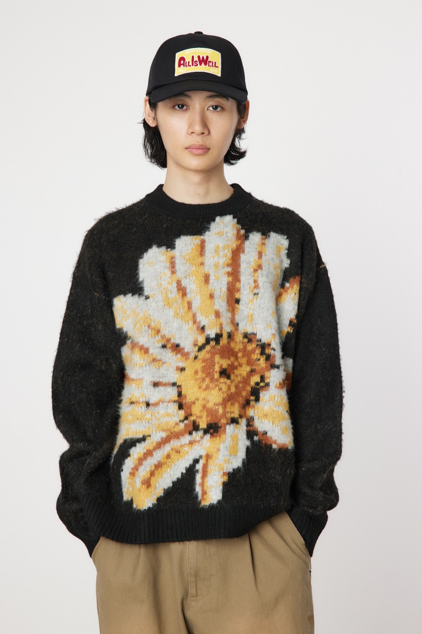 90s エクアドル ニット ヴィンテージ ハート柄 花 バーズアイ 90s