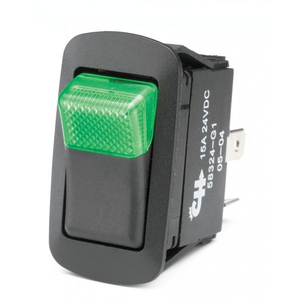 Rocker Switch LED Sealed Green Pilot Light | 58312-G4 | ElecDirect