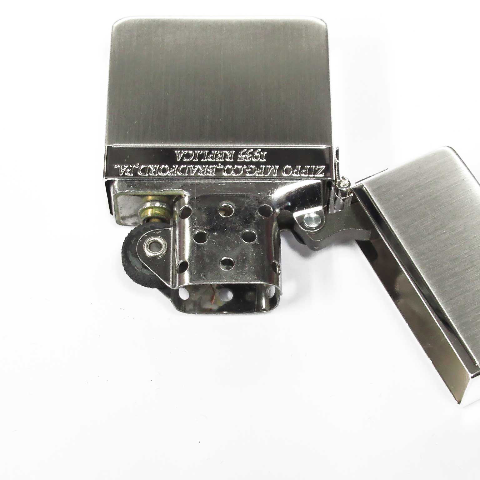 Zippo 1935 Replica Mirror Line Silver Plating Etching Japan