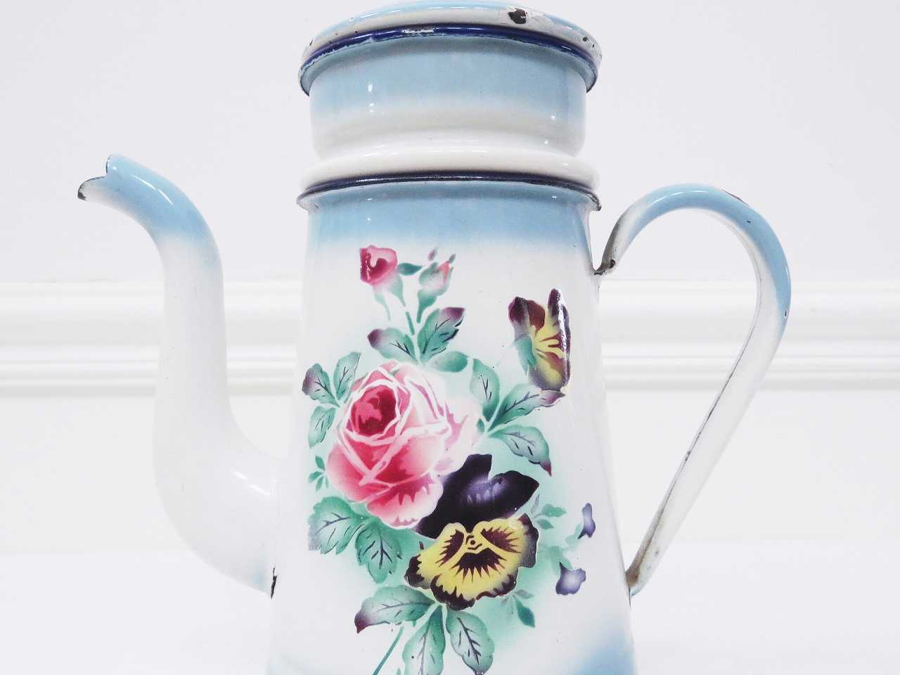 希少＊フランスアンティーク＊薔薇＊Japy＊コーヒーポット＊ピンク＊蓋