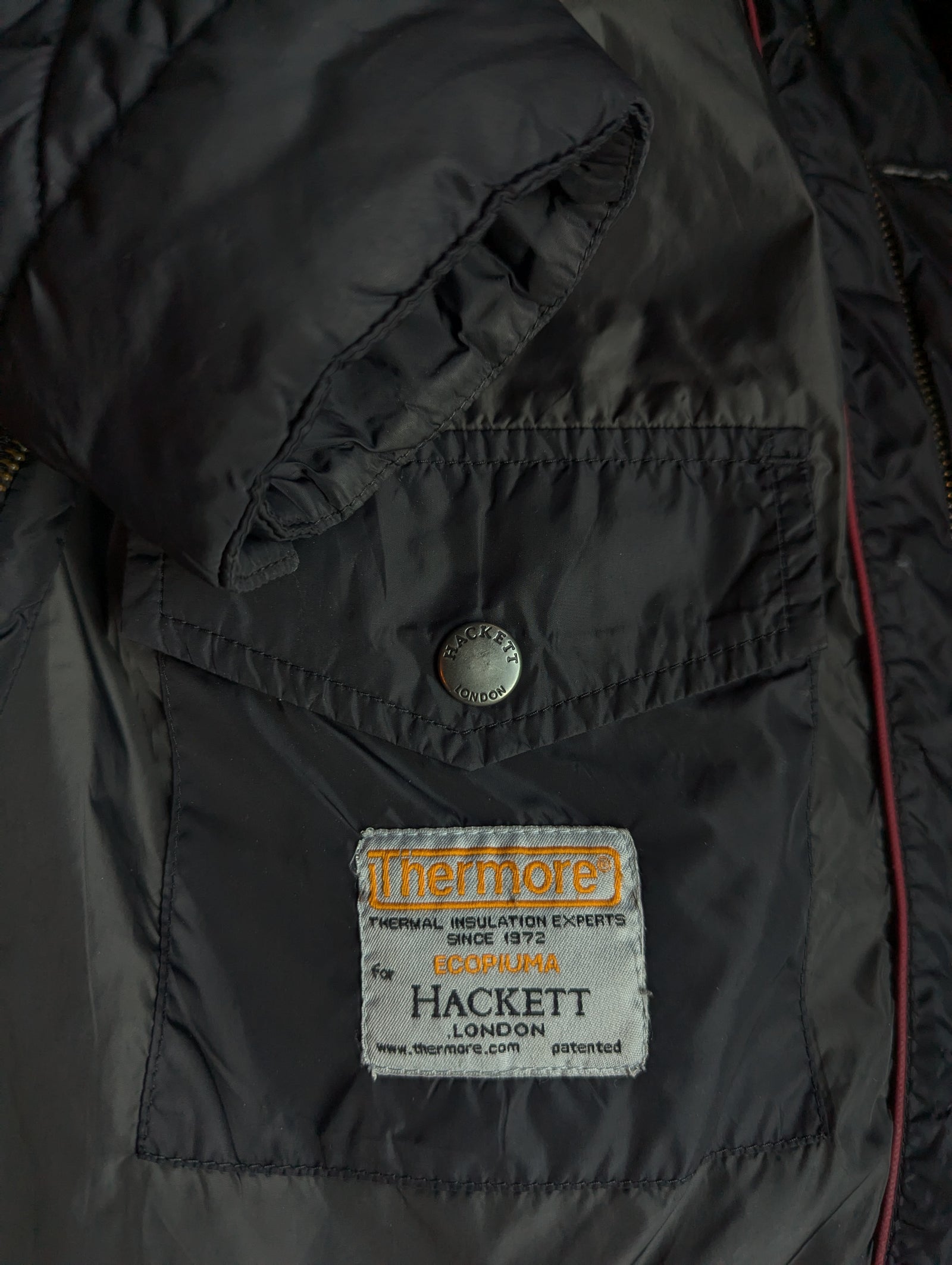 Hackett Thermore Quilted Field Jacket S Black Nylon – eHABERDASHER