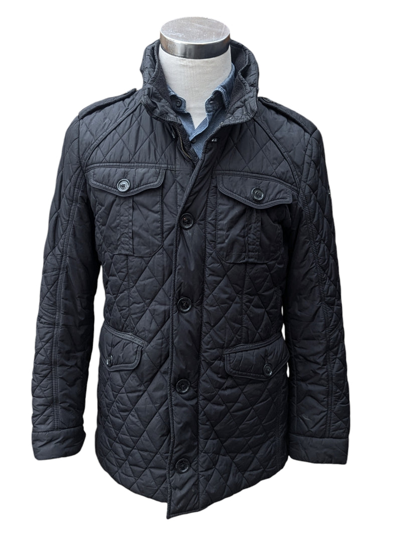 Hackett Thermore Quilted Field Jacket S Black Nylon – eHABERDASHER