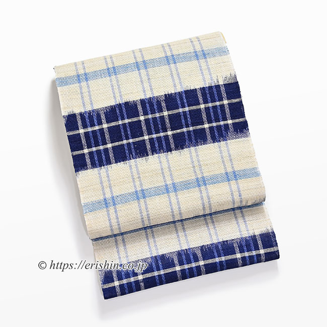 八寸織名古屋帯（ずらし格子/麻）[夏・単衣向]『着物・呉服えり新』