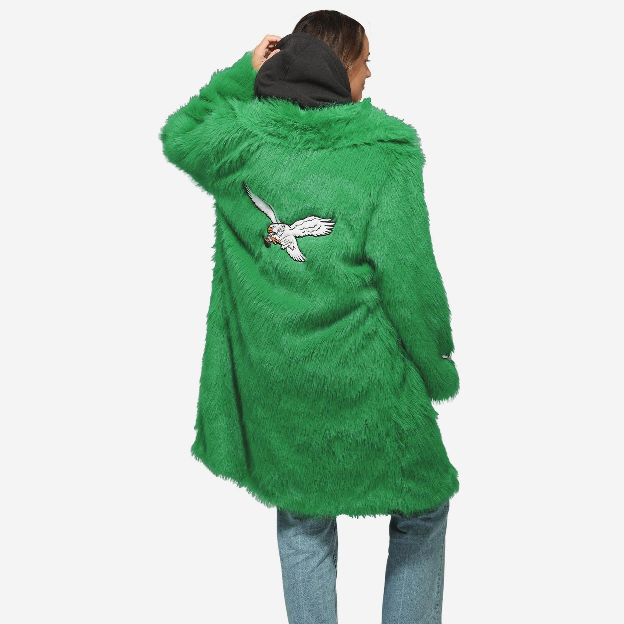 Philadelphia Eagles Kelly Green Faux Fur Long Jacket FOCO