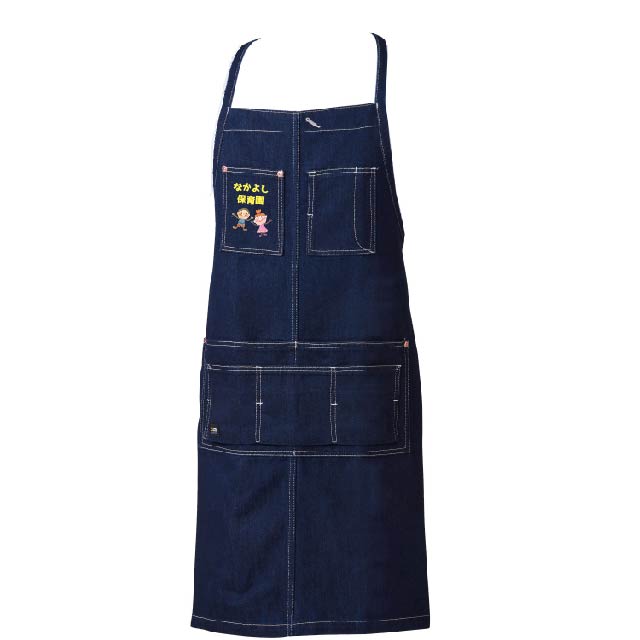 しなやかデニムエプロン（首掛け）[SOWA 10111]｜オリジナルプリント
