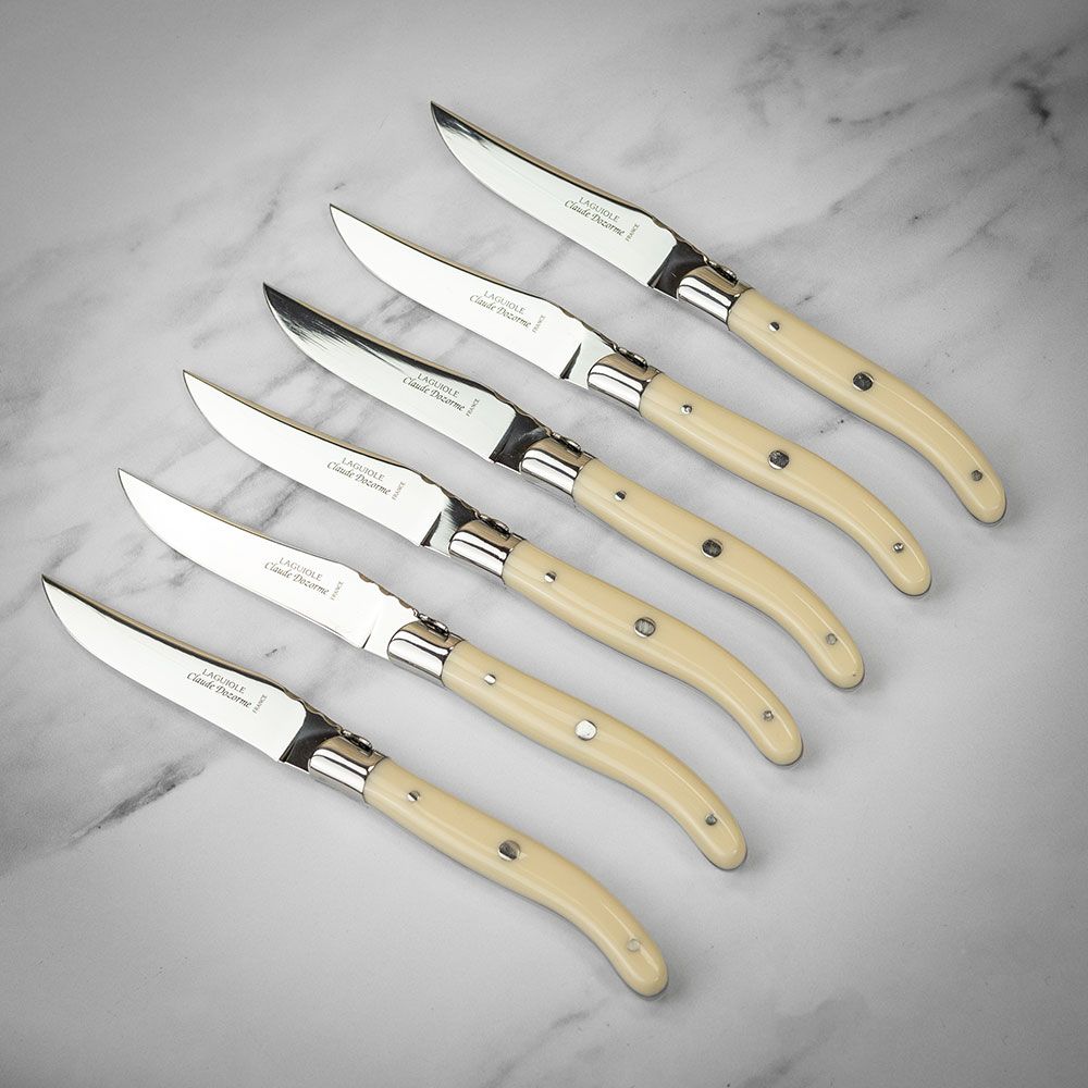 Claude Dozorme Set of 6 Laguiole Steak Knives in Gift Box - Ivory