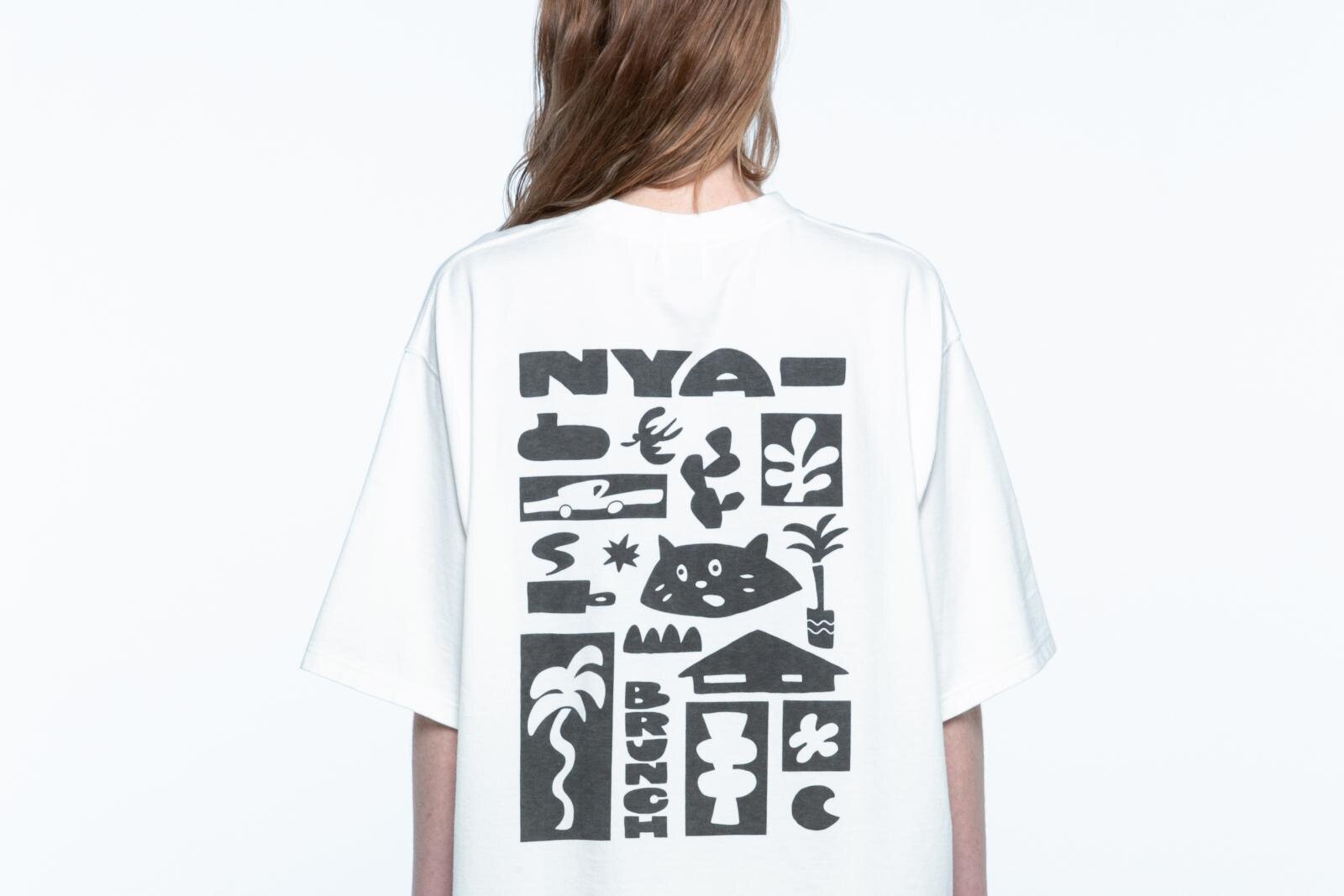 にゃー“黒ねこ”のグラフィックTシャツ＆カバーオール、タイキキシモト