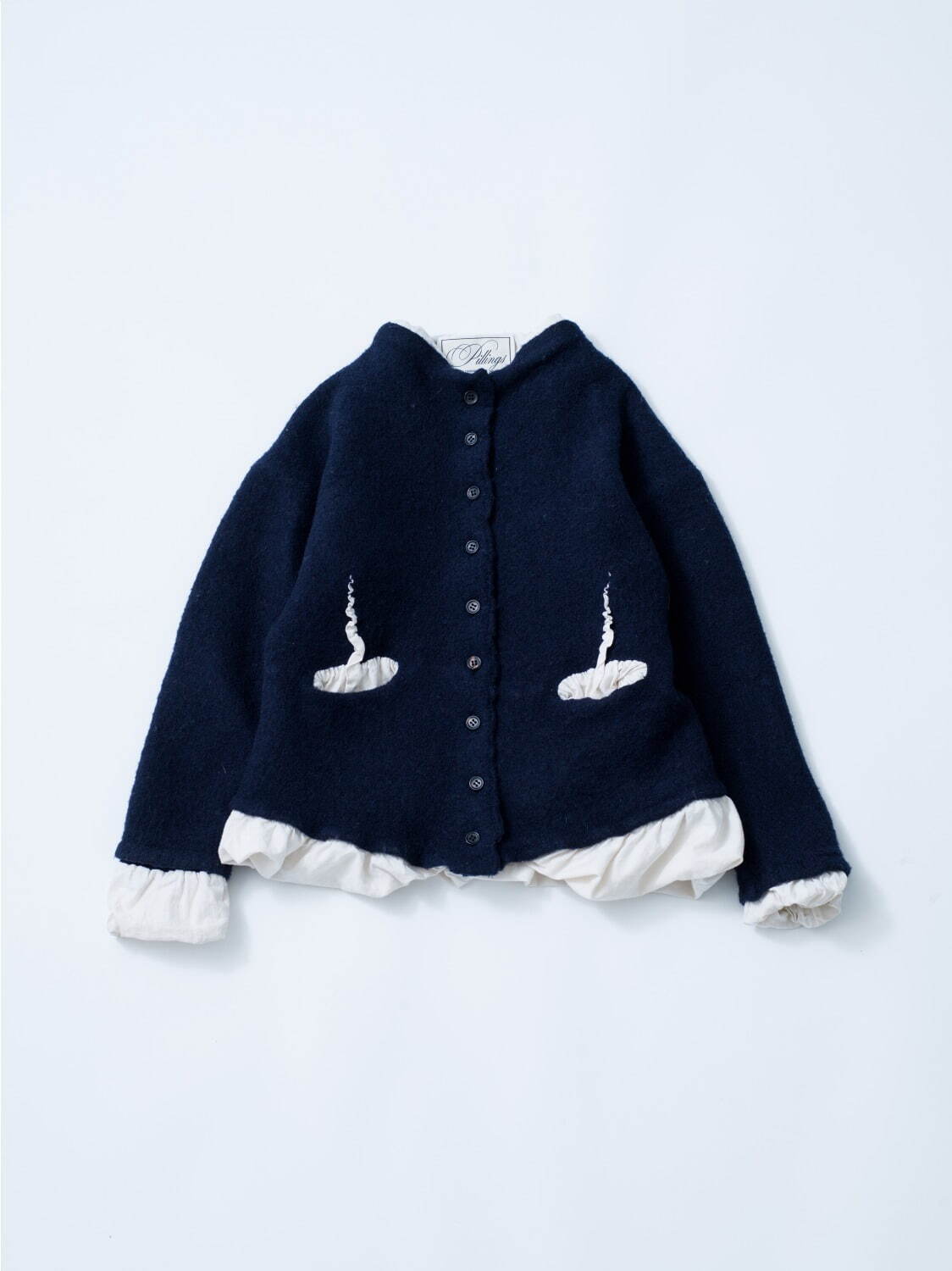 ピリングス“裏地が表に吹き出す”縮絨加工ウィメンズジャケット、袖口