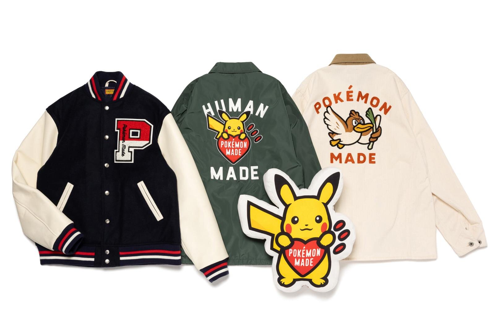 ヒューマンメイド×ポケモン“ハートロゴ”を抱えるピカチュウTシャツや