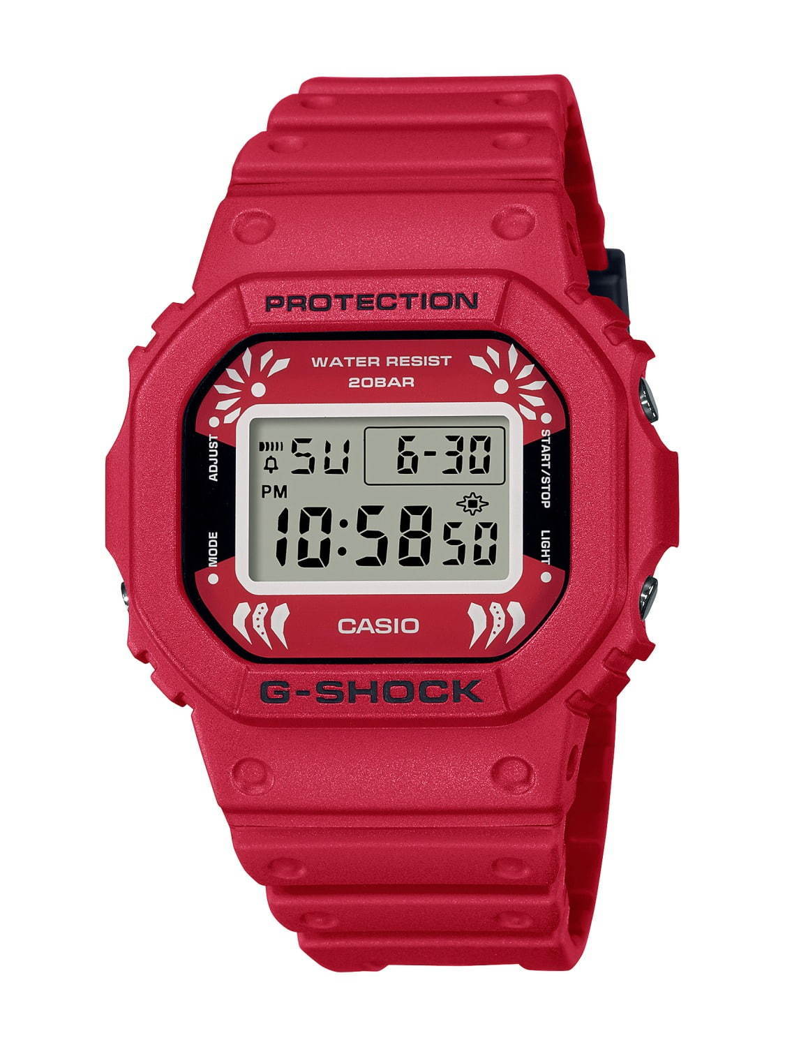 G-SHOCKから達磨モチーフの赤い新作モデル、達磨はブラックアイパッチ