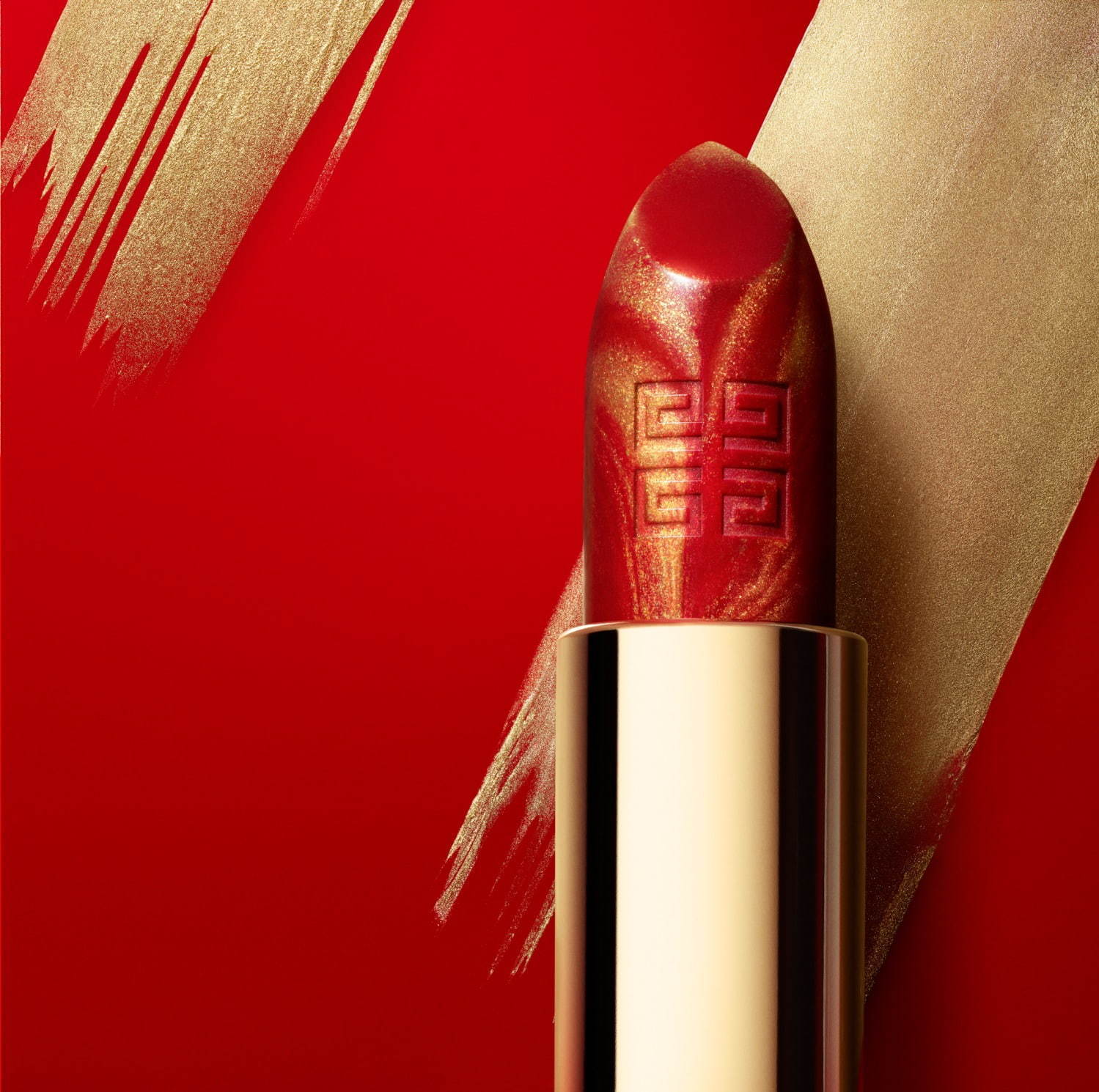 ジバンシイ「幸運のお守り」コスメ、“レッド×ゴールド”のマーブル模様