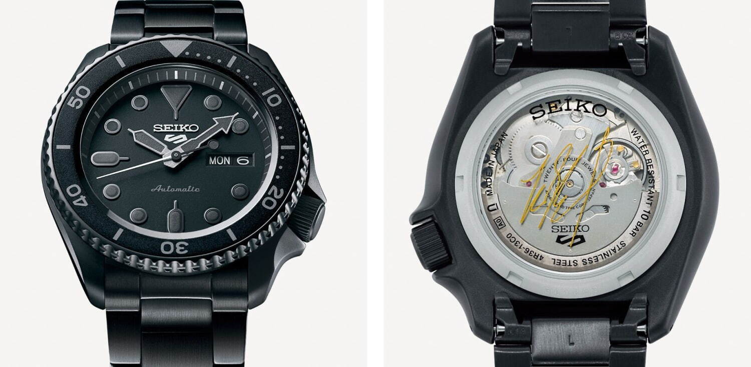 セイコー 5スポーツ×堀米雄斗の限定腕時計、オールブラックケース×記念