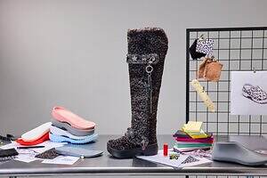 クロックス初ニーハイブーツ、もこもこレオパードファーに17個の