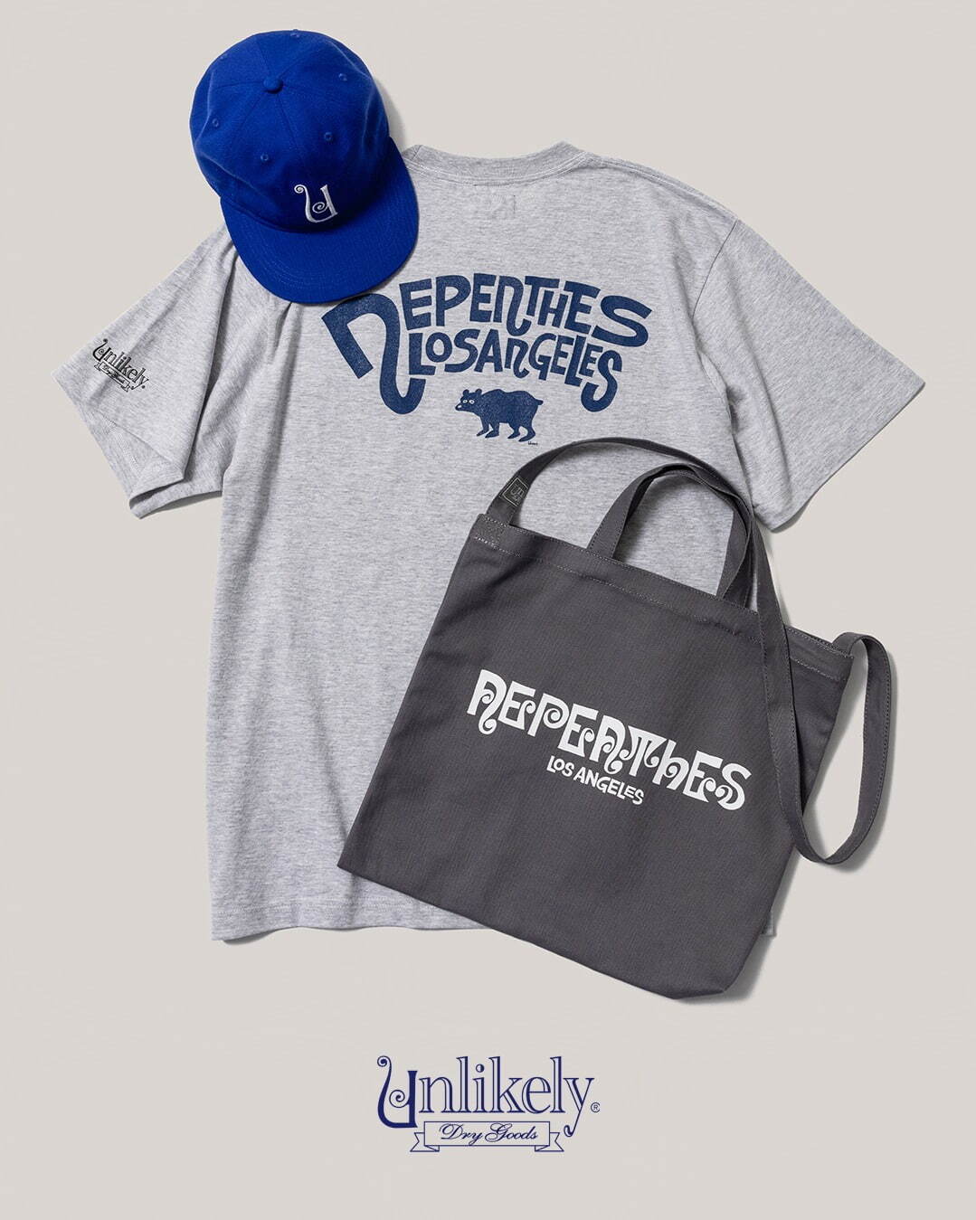 ネペンテス ロサンゼルス×アンライクリー、逆さ“Nロゴ”の青キャップ