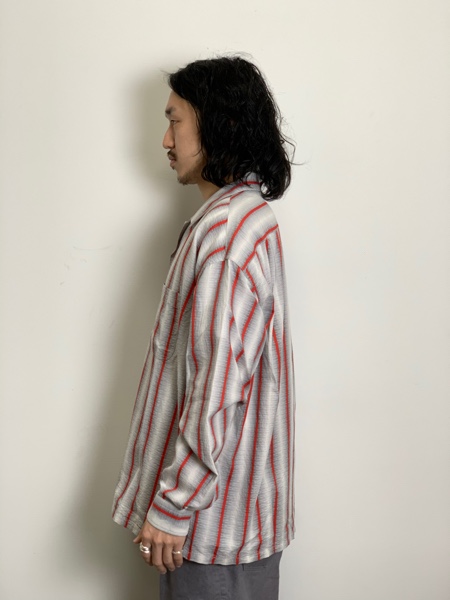 COOTIE / Snake Stripe Open-Neck L/S Shirt -Stripe-