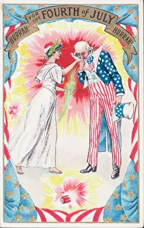 Fourth of July Print: Uncle Sam and the Statue of Liberty. Art