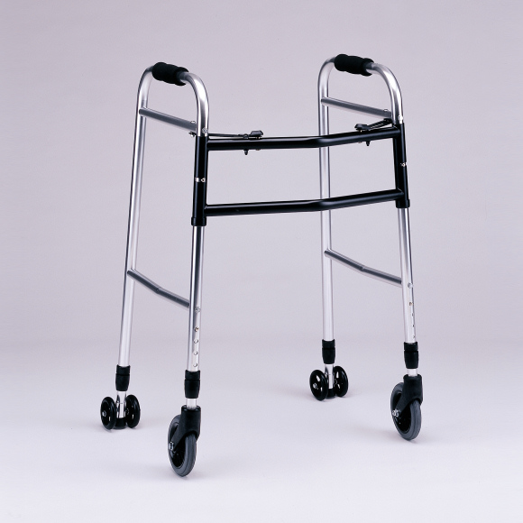 クリスタル産業 固定型キャスター付き歩行器 ウォーカー（折り畳み型