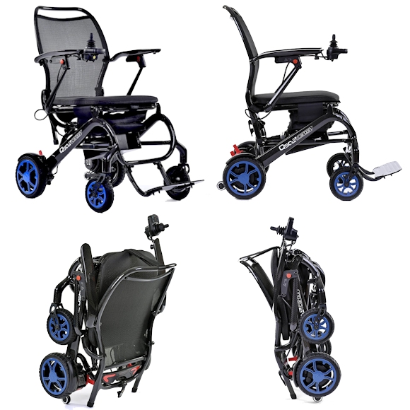 超軽量折りたたみ式電動車いす クイッキー Q50 R カーボン 【福祉発明