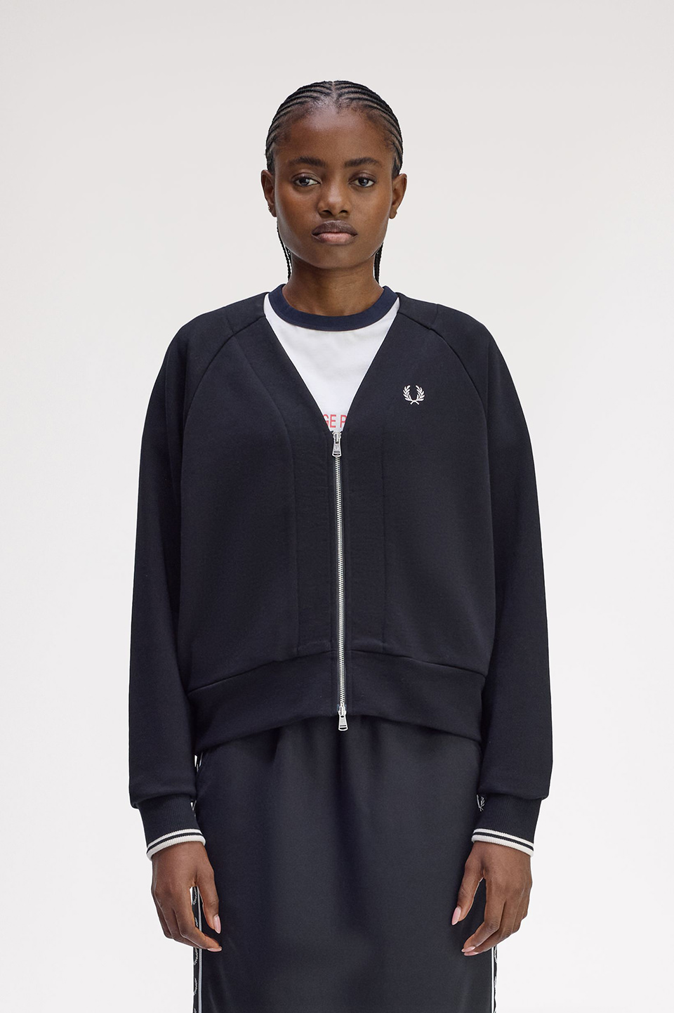 Zip-Through Sweatshirt Cardigan(10 102：BLACK): | FRED PERRY JAPAN