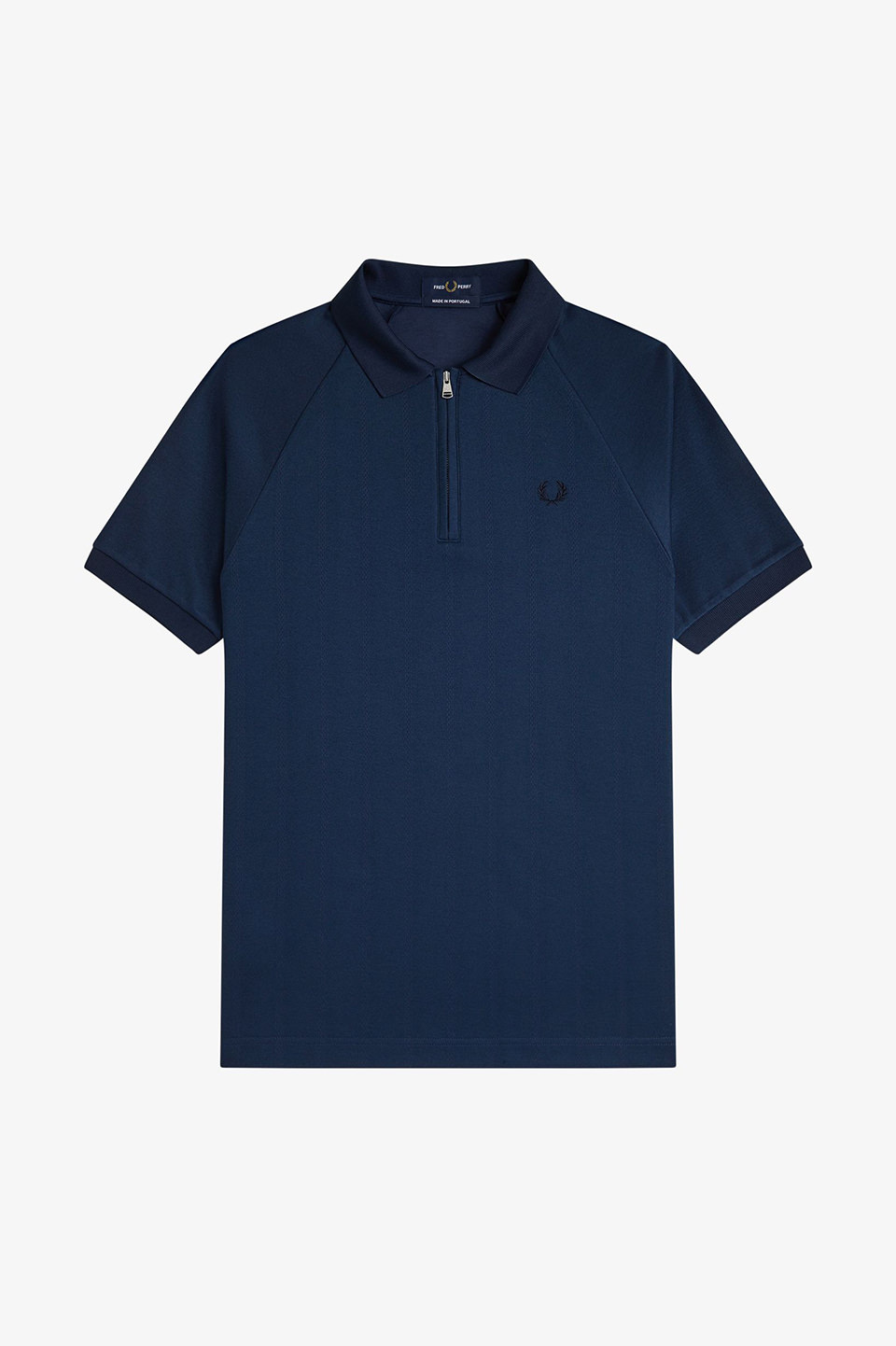 Jacquard Zip Neck Polo Shirt(M X86：TENNIS BLUE): | FRED PERRY