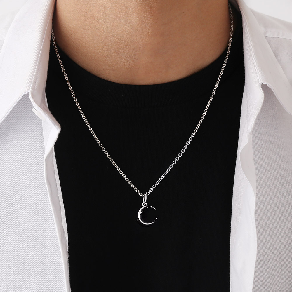 ムーン 月モチーフ シルバーメンズネックレス FSP1031-M - Free Style