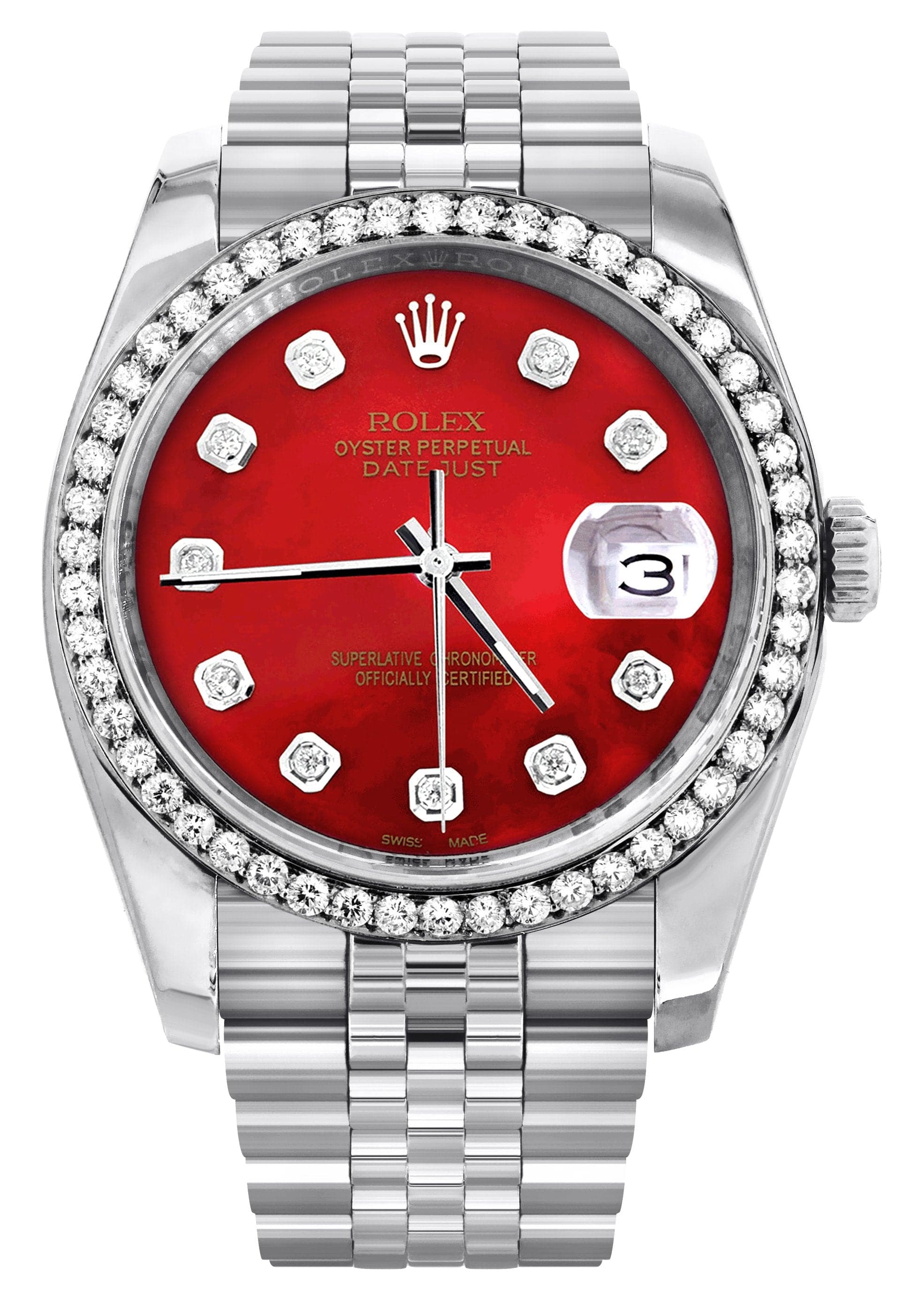 116200 | Hidden Clasp | Diamond Rolex Datejust Watch | 36Mm | Red Diam