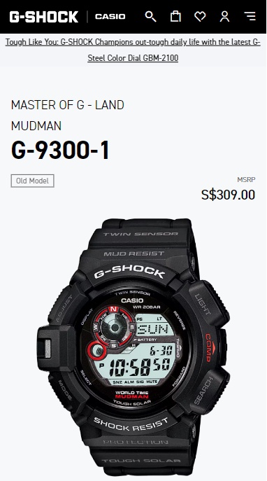 G-Shock Mudman G9300-1 (G-9300 series) is discontinued - G-Central
