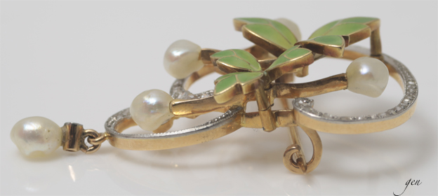 アールヌーボー プリカジュール・エナメル ブローチ アンティーク