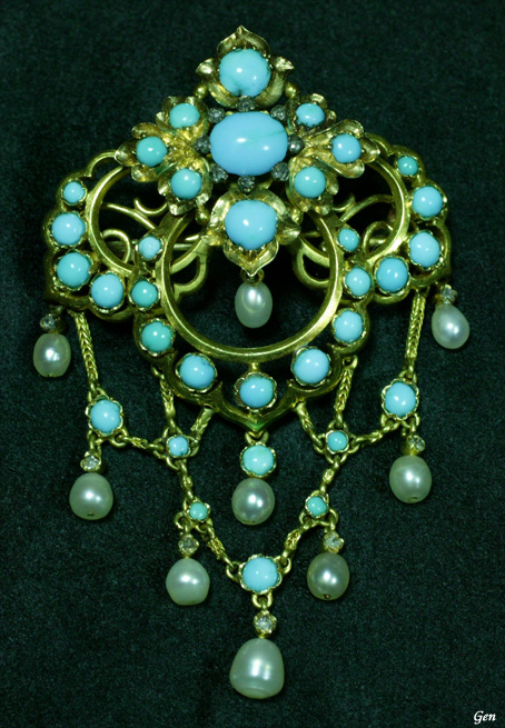 トルコ石 ブローチ＆ペンダント アンティークジュエリー