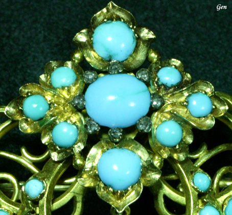 トルコ石 ブローチ＆ペンダント アンティークジュエリー