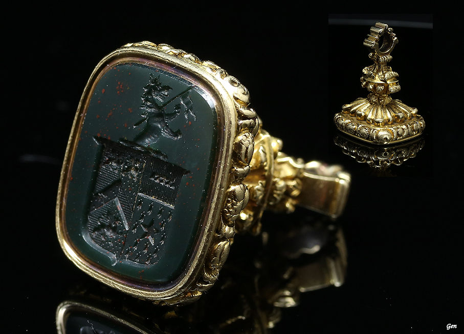 ジョージアン シール（フォブ） 貴族 紋章 インタリオ アンティーク